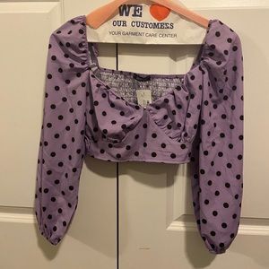 BRAND NEW Purple long sleeve polka dot blouse